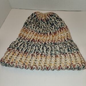 Soft, Stretchy& Warm 10"x10" Multicolor Winter Beanie Teal,Rust,Gold,Tan,Gray